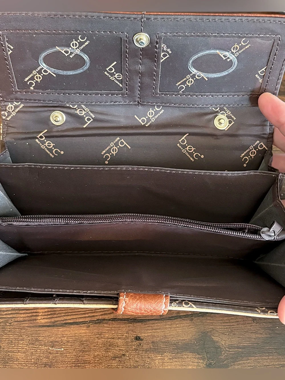 BOC Cream and Tan Wallet